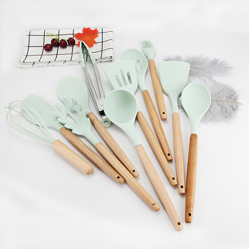 11 pcs silicone wooden cooking set with gift box